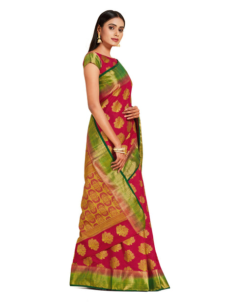 Mimosa Womens Art Silk Saree Kanjivaram Red Color