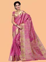 Mimosa Womens Tussar Silk Saree Kanjivaram style Pink Color