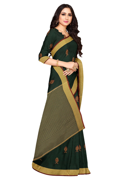 Mimosa Womens Art Silk Saree Kanjivaram style BGreen Color