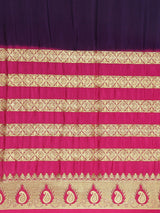Mimosa Womens Crepe Saree Mysore Silk Navy Blue Color