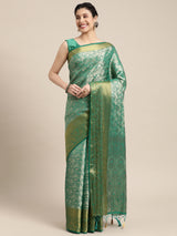 Mimosa Womens Art Silk Saree Kanjivaram Rama Color