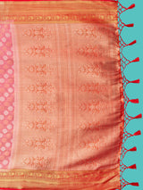 Mimosa Women's Woven Design Kanjivaram Style Art Silk Saree With Blouse Piece : SA0000410PNKFREE