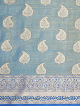 Mimosa Womens Art Silk Saree Kanjivaram Saffire Color