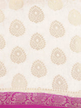Mimosa Womens Art Silk Saree Kanjivaram Halfwhite Color
