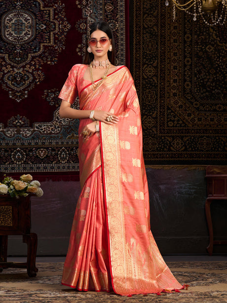 Mimosa Women's Woven Design Chhattisgarh Art Silk Saree With Blouse Piece : SA0000863PNK