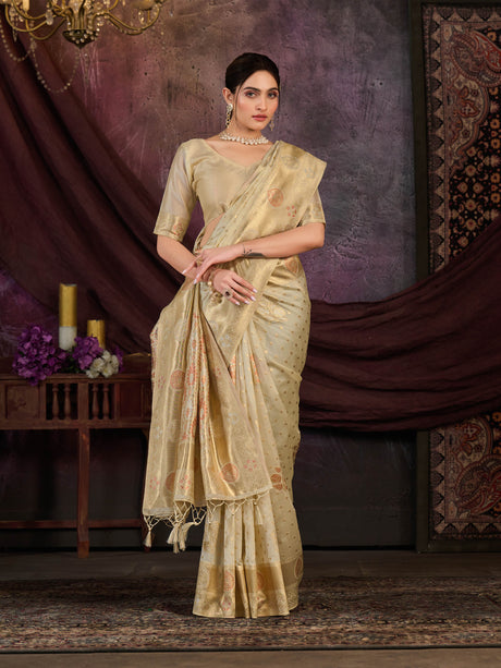 Mimosa Women's Woven Design Kanjivaram Art Silk Saree With Blouse Piece : SA0000905OFW