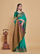 Mimosa Women's Woven Design Kanjivaram Style Art Silk Saree With Blouse Piece : SA00001386RMFREE