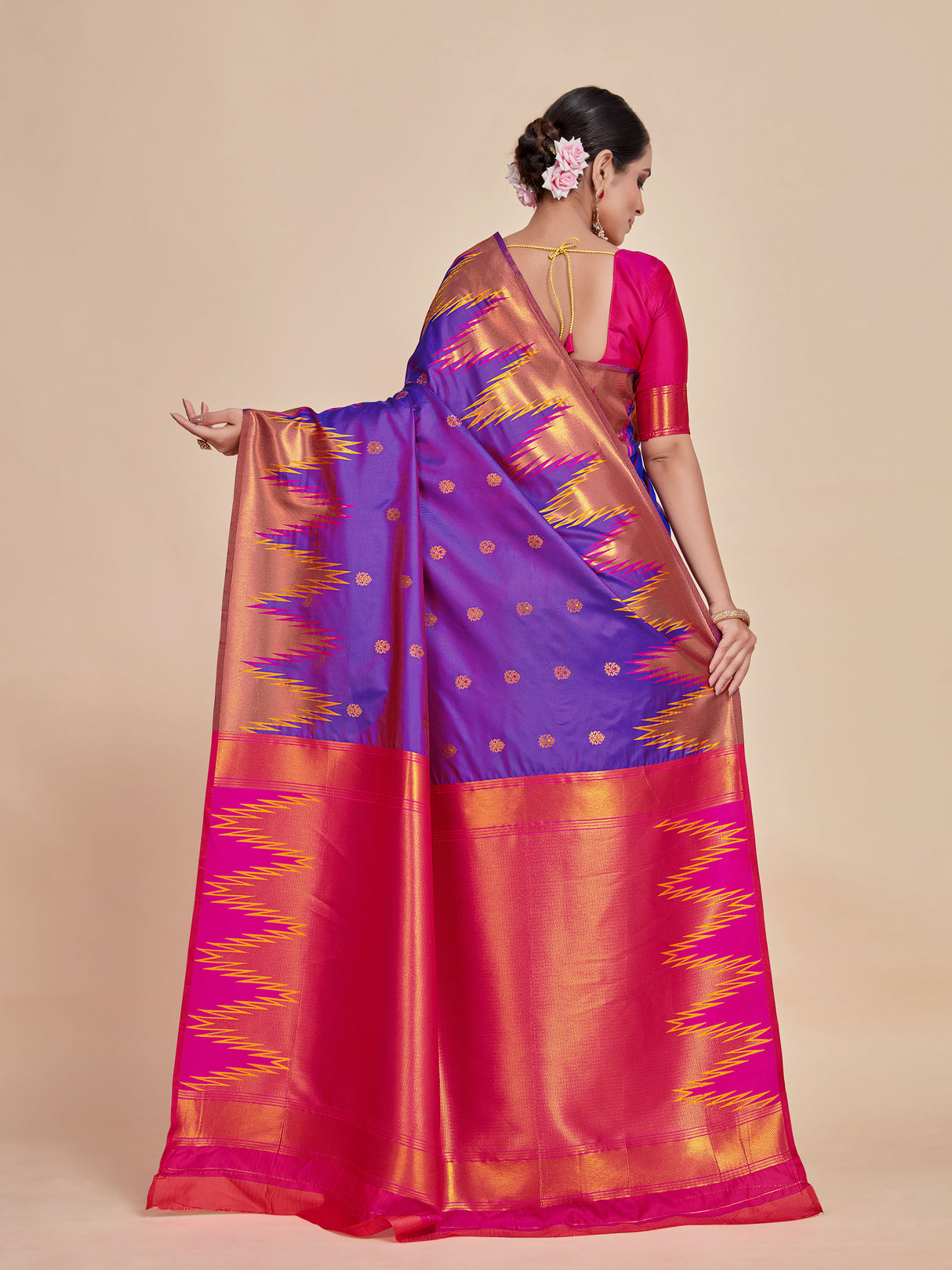 Mimosa Women's Woven Design Kanjivaram Style Art Silk Saree With Blouse Piece : SA00001386VLFREE