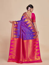 Mimosa Women's Woven Design Kanjivaram Style Art Silk Saree With Blouse Piece : SA00001386VLFREE