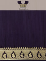 Mimosa Womens Crepe Saree Mysore Silk Navy Blue Color