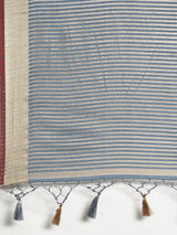 Mimosa Womens Art Silk Saree Kanjivaram style Grey Color