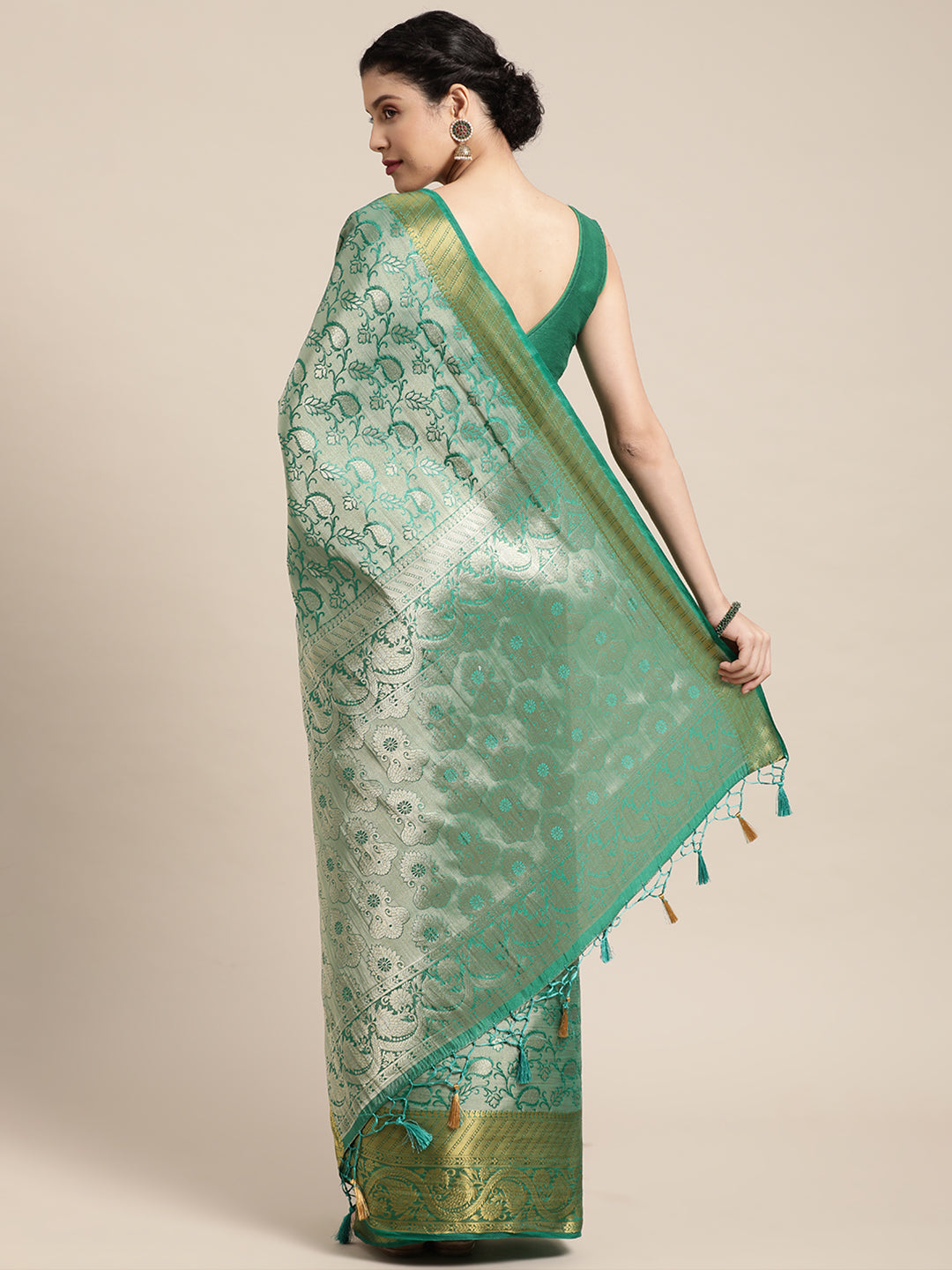 Mimosa Womens Art Silk Saree Kanjivaram Rama Color