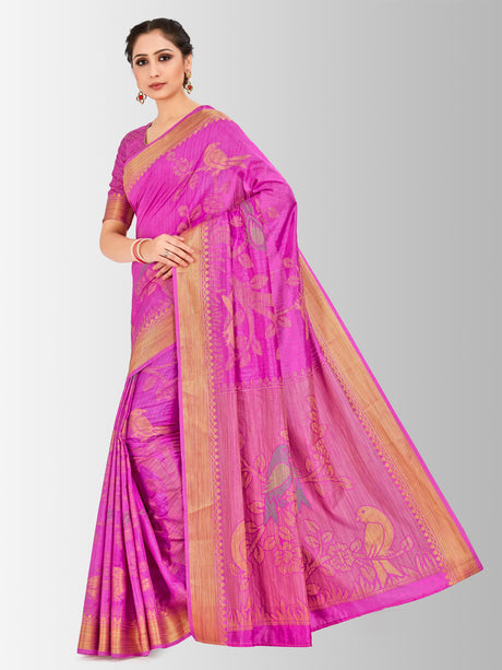 Mimosa Womens Art Silk Saree Kanjivaram Pink Color