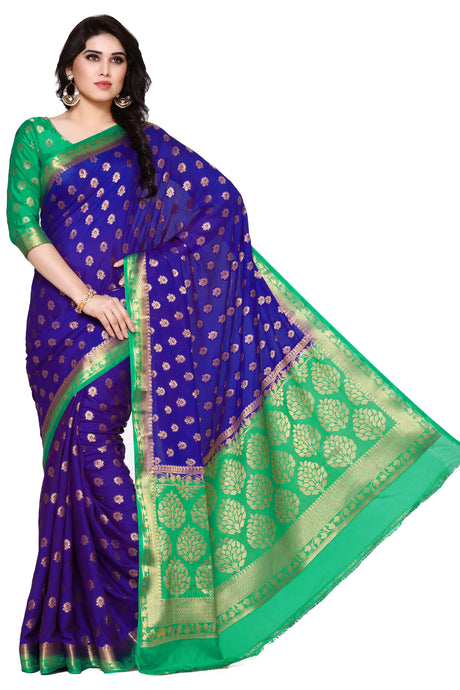 Mimosa Womens Crepe Saree Mysore Silk Violet Color