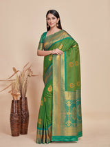 Mimosa Women's Woven Design Kanjivaram Style Art Silk Saree With Blouse Piece : SA00001377OLFREE