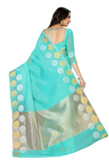 Mimosa Womens Cotton Saree Kanjivaram style Rama Color