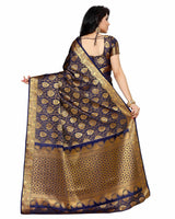 Mimosa Womens Art Silk Saree Kanjivaram Navy Blue Color