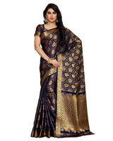 Mimosa Womens Art Silk Saree Kanjivaram Navy Blue Color