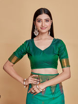 Mimosa Women's Woven Design Kanjivaram Style Art Silk Saree With Blouse Piece : SA00001386RMFREE