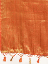 Mimosa Womens Art Silk Saree Kanjivaram Orange Color
