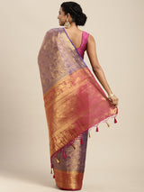 Mimosa Womens Art Silk Saree Kanjivaram Violet Color