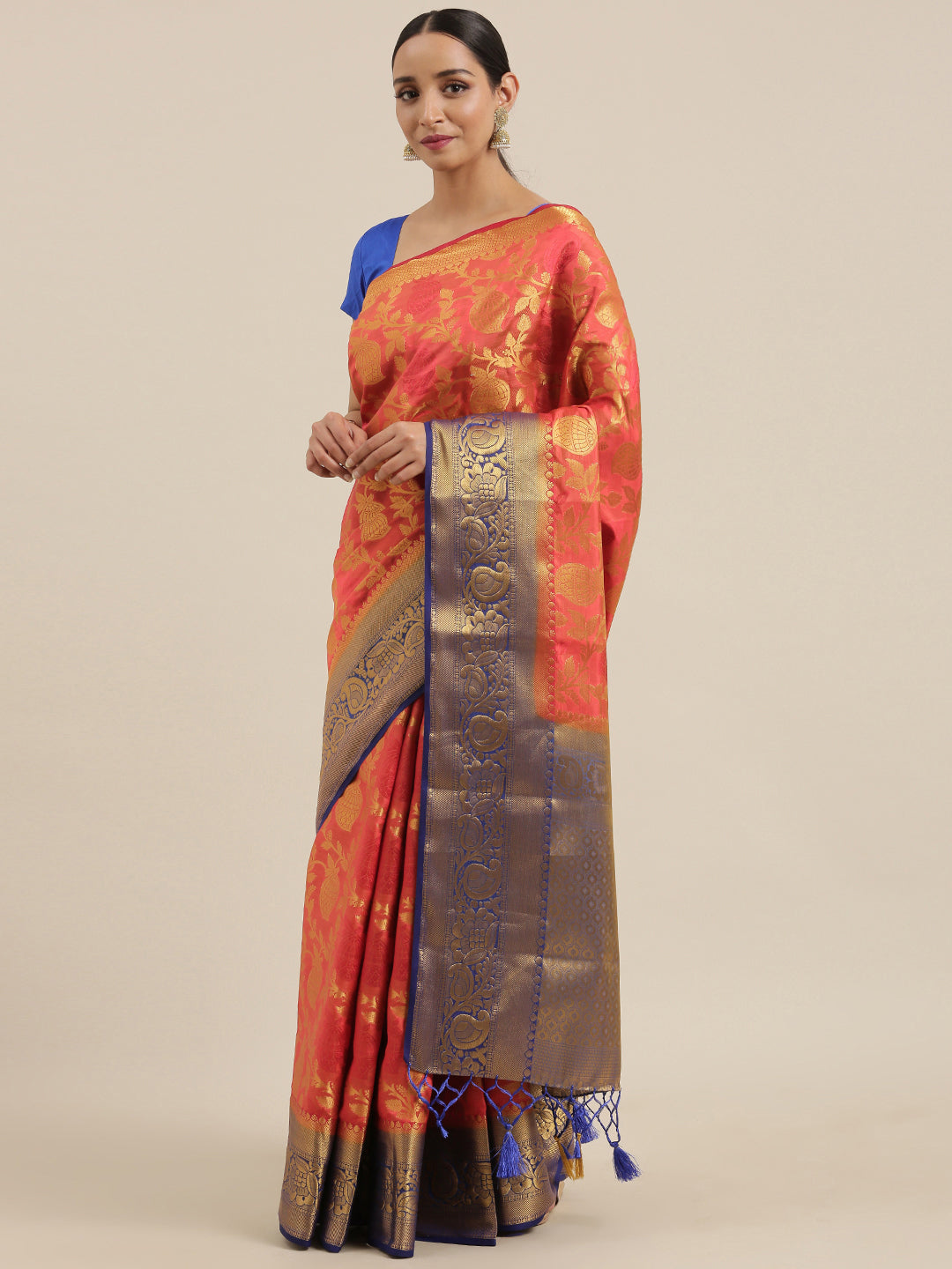 Mimosa Womens Art Silk Saree Kanjivaram Maroon Color