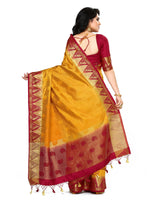 Mimosa Womens Tussar Silk Saree Kanjivaram style Mustard Color