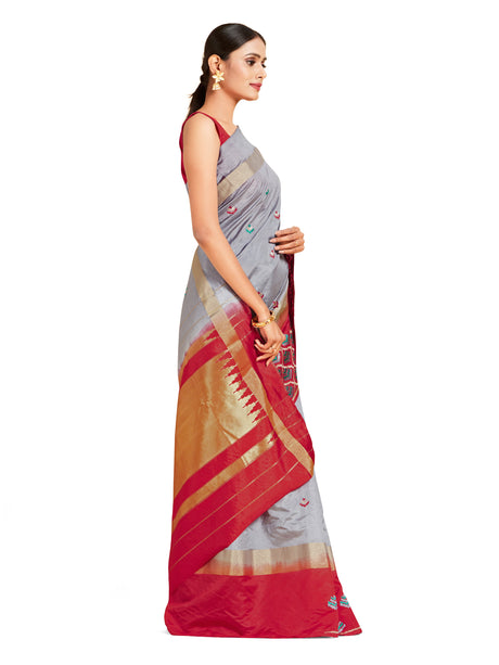 Mimosa Womens Art Silk Saree Kanjivaram Grey Color