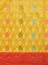 Mimosa Women's Woven Design Kanjivaram Linen Saree With Blouse Piece : SA00001236GDFREE