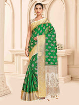 Mimosa Womens Art Silk Saree Kanjivaram Green Color