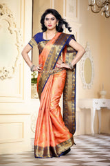 Mimosa Womens Art Silk Saree Kanjivaram Peach Color