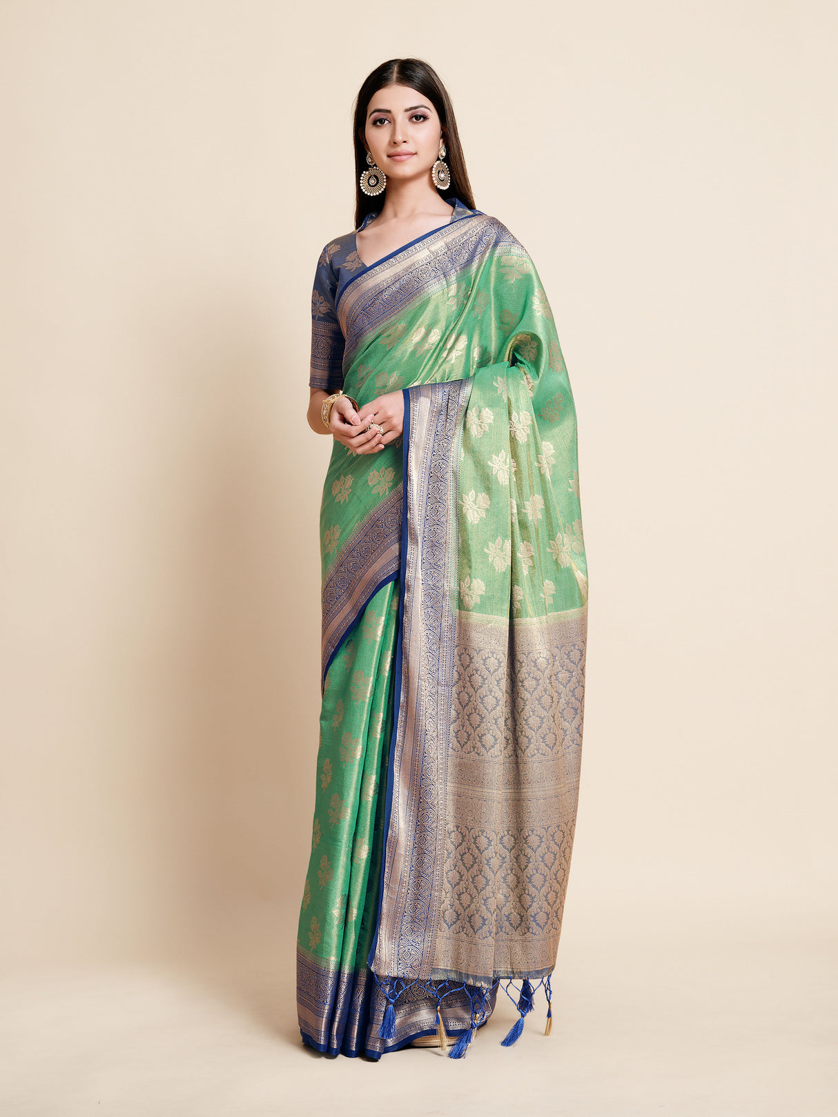 Mimosa Womens Art Silk Saree Kanjivaram Rama Color