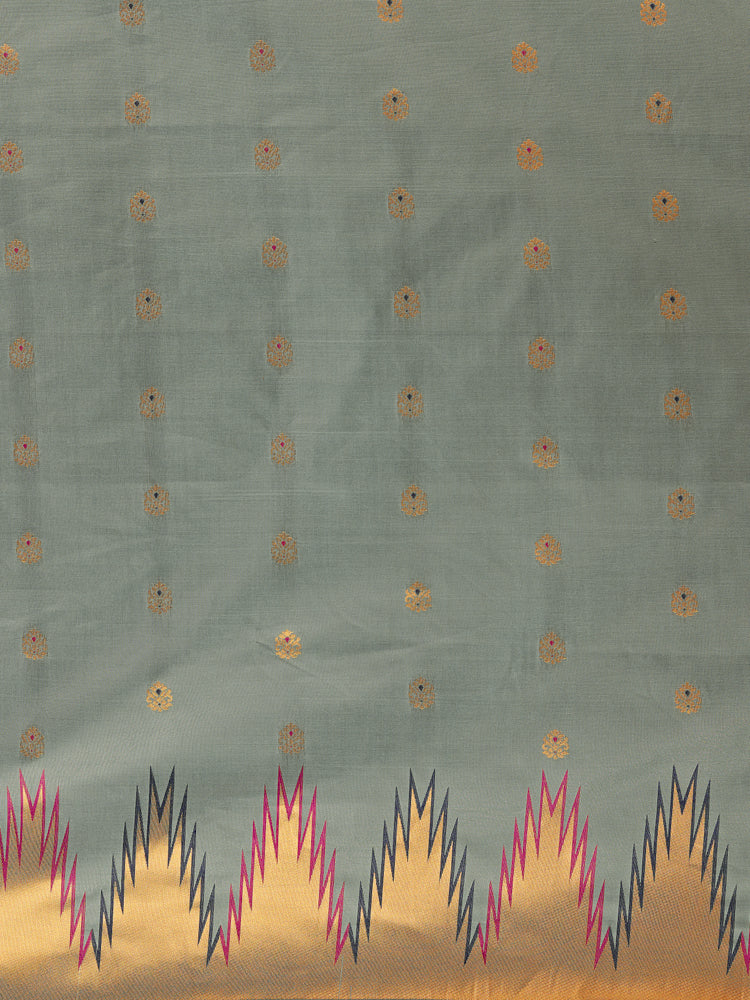 Mimosa Women's Woven Design Kanjivaram Style Art Silk Saree With Blouse Piece : SA00001386GYFREE
