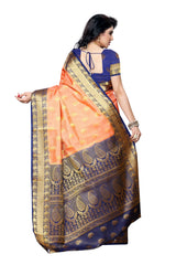 Mimosa Womens Art Silk Saree Kanjivaram Peach Color
