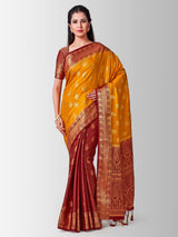 Mimosa Womens Art Silk Saree Kanjivaram Mustard Color