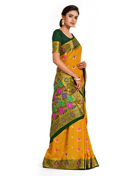 Mimosa Womens Art Silk Saree Dharmavaram Mustard Color