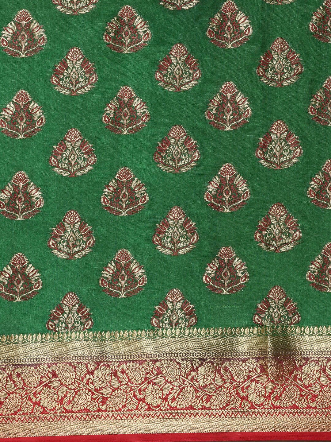 Mimosa Womens Art Silk Saree Kanjivaram Green Color