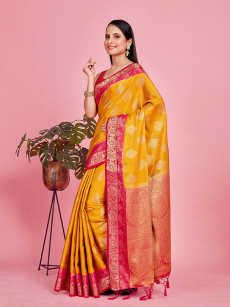 Mimosa Women's Woven Design Kanjivaram Style Art Silk Saree With Blouse Piece : SA0000393MSFREE