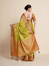 Mimosa Womens Art Silk Saree Kanjivaram Olive Color