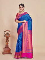 Mimosa Women's Woven Design Kanjivaram Style Art Silk Saree With Blouse Piece : SA00001388RBFREE