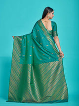 Mimosa Women's Woven Design Kanjivaram Style Art Silk Saree With Blouse Piece : SA00001328BGFREE