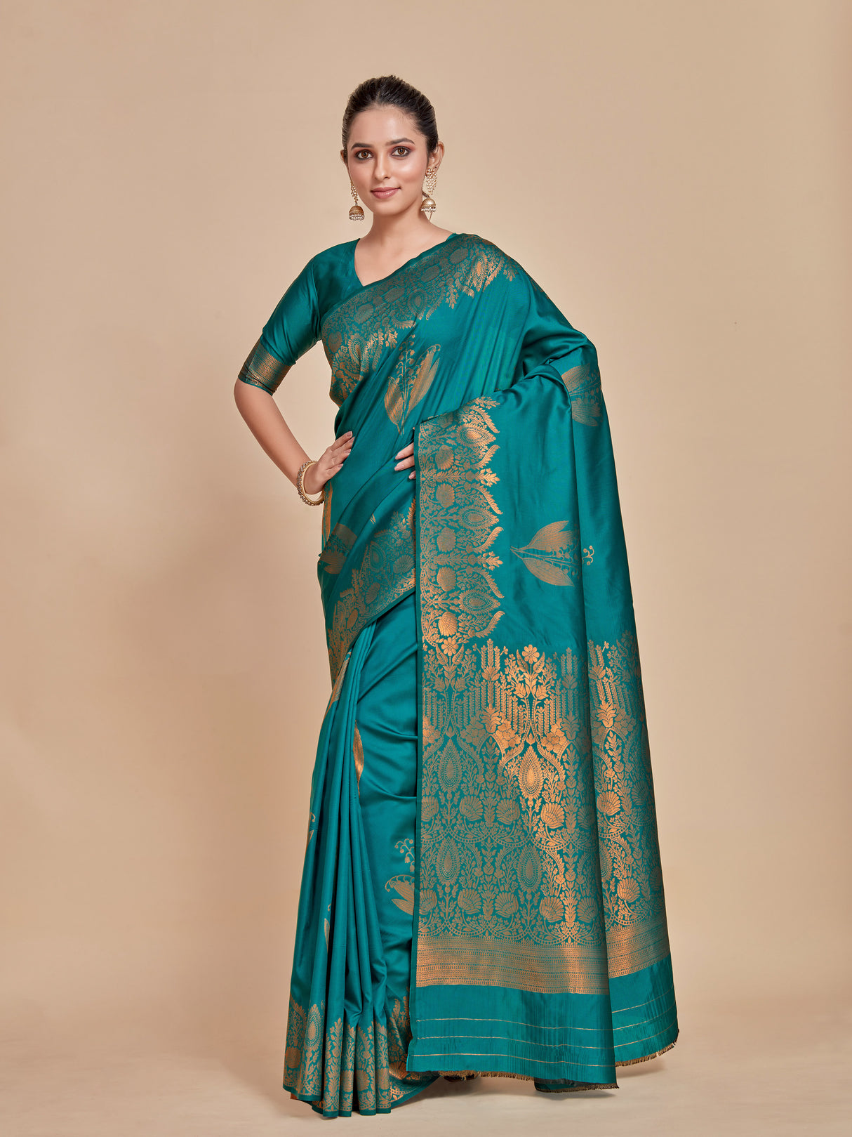 Mimosa Women's Woven Design Kanjivaram Style Art Silk Saree With Blouse Piece : SA00001382SFFREE