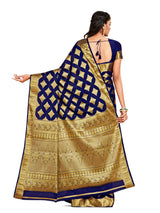 Mimosa Womens Crepe Saree Mysore Silk Navy Blue Color: 4726-2692-SD-NVY