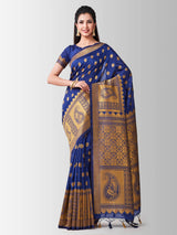 Mimosa Womens Art Silk Saree Kanjivaram Navy Blue Color