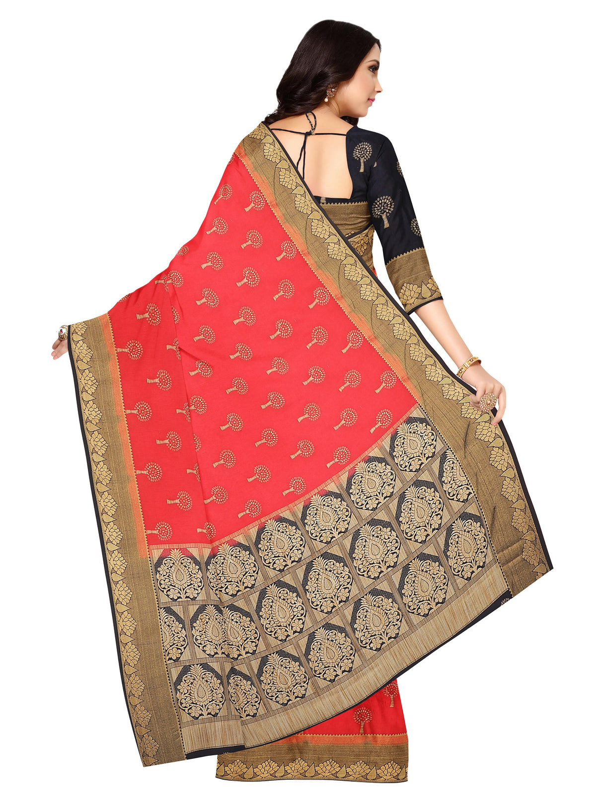 Mimosa Womens Art Silk Saree Kanjivaram Strawberry Color