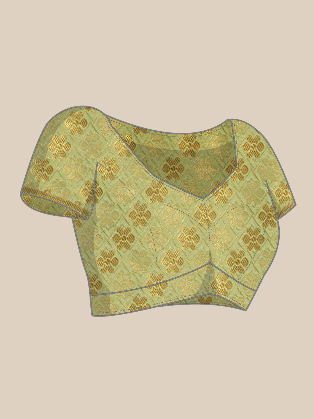 Mimosa Womens Crepe Saree Mysore Silk Pista Color