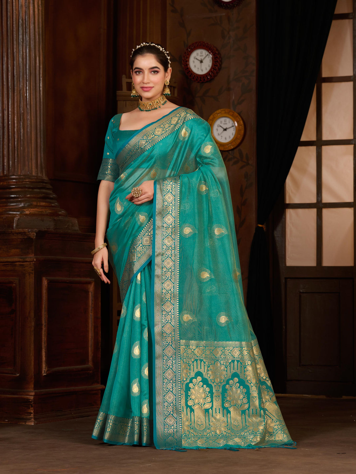 Mimosa Women's Woven Design Kanjivaram Art Silk Saree With Blouse Piece : SA0000944SF