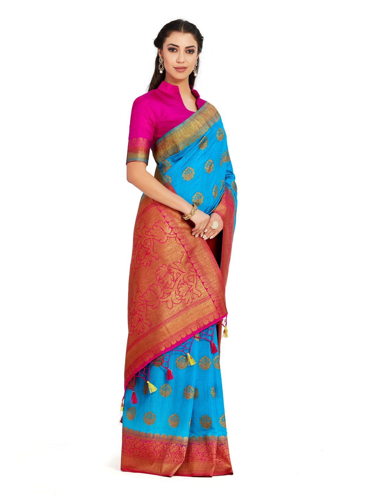 Mimosa Womens Art Silk Saree Kanjivaram Ananda Color