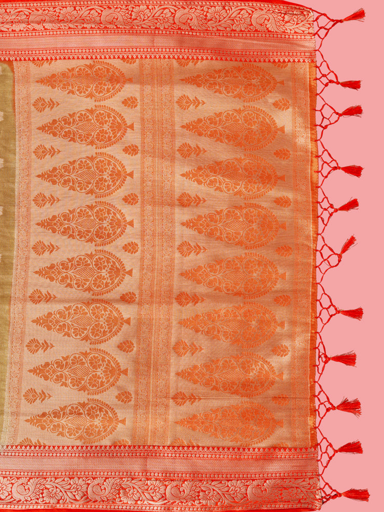 Mimosa Women's Woven Design Kanjivaram Style Art Silk Saree With Blouse Piece : SA0000394CKFREE