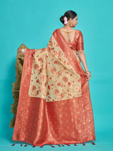 Mimosa Women's Woven Design Banarasi Style Art Silk Saree With Blouse Piece : SA00001334BEGFREE